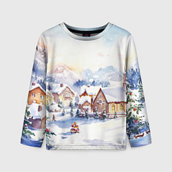 Детский лонгслив Новогодний снежный город
