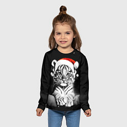 Лонгслив детский Милый тигрёнок на Рождество, цвет: 3D-принт — фото 2