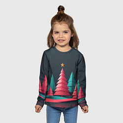 Лонгслив детский Новогодний ночной лес, цвет: 3D-принт — фото 2