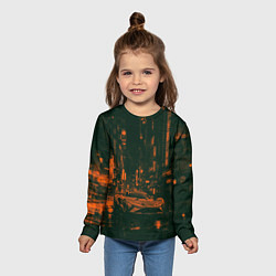 Лонгслив детский Спорткар в оранжево-зелёных тенях, цвет: 3D-принт — фото 2