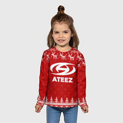 Лонгслив детский Новогодний Ateez с оленями, цвет: 3D-принт — фото 2