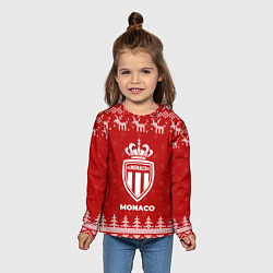 Лонгслив детский Новогодний Monaco с оленями, цвет: 3D-принт — фото 2