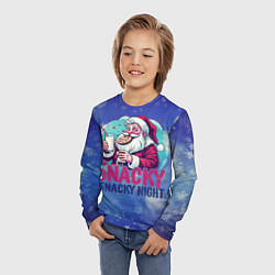 Лонгслив детский Санта ест печенье с молоком, цвет: 3D-принт — фото 2