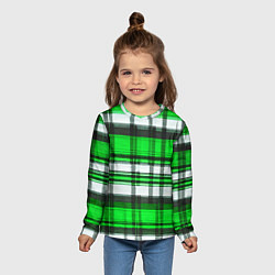 Лонгслив детский Зелёно-белая ткань в клетку, цвет: 3D-принт — фото 2