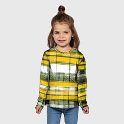 Лонгслив детский Чёрные полосы на жёлто-белом фоне, цвет: 3D-принт — фото 2