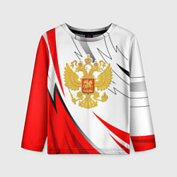 Лонгслив детский Российский красный - герб, цвет: 3D-принт