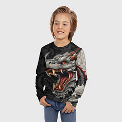 Лонгслив детский Дракон в стиле татуировки ирезуми, цвет: 3D-принт — фото 2