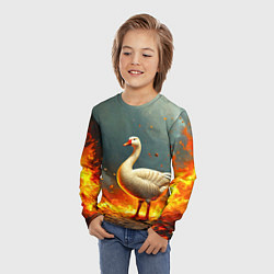 Лонгслив детский Гусь в огне, цвет: 3D-принт — фото 2