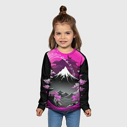 Лонгслив детский Япония природа в коллаже, цвет: 3D-принт — фото 2