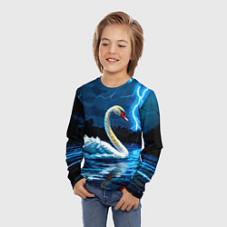 Лонгслив детский Лебедь на пруду в гразу, цвет: 3D-принт — фото 2