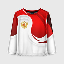 Лонгслив детский Россия - красный и белый, цвет: 3D-принт