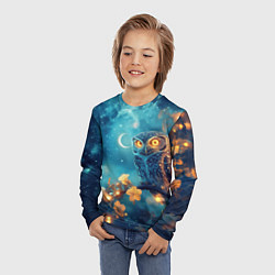 Лонгслив детский Сова на ветке дерева, цвет: 3D-принт — фото 2