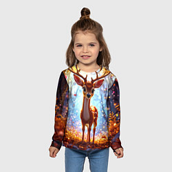 Лонгслив детский Олень в искристом лесу, цвет: 3D-принт — фото 2