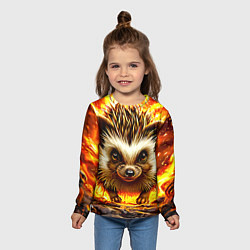 Лонгслив детский Еж в огне, цвет: 3D-принт — фото 2