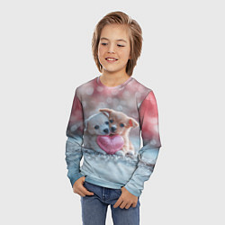 Лонгслив детский Милые щенята с сердечком, цвет: 3D-принт — фото 2