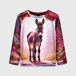 Лонгслив детский Осел в розовом свете, цвет: 3D-принт