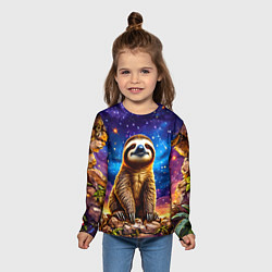 Лонгслив детский Ленивец и звездное небо, цвет: 3D-принт — фото 2