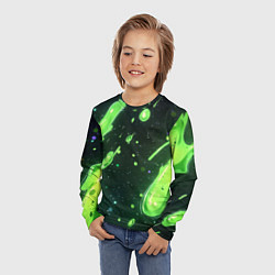 Лонгслив детский Зеленые кислотные брызги, цвет: 3D-принт — фото 2