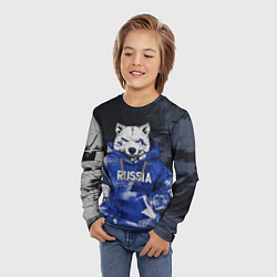 Лонгслив детский Русский волк с автоматом, цвет: 3D-принт — фото 2