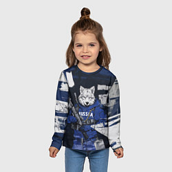 Лонгслив детский Русский вооруженный волк, цвет: 3D-принт — фото 2