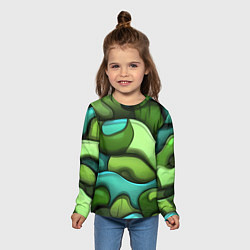 Лонгслив детский Объемные камуфляжные полосы, цвет: 3D-принт — фото 2