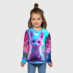Лонгслив детский Песец в неоновом свете, цвет: 3D-принт — фото 2