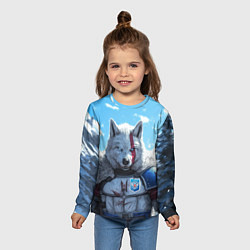 Лонгслив детский Волк русский, цвет: 3D-принт — фото 2