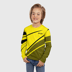 Лонгслив детский Sport жёлтый с чёрным точечный, цвет: 3D-принт — фото 2