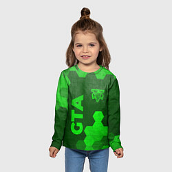 Лонгслив детский GTA - green gradient вертикально, цвет: 3D-принт — фото 2