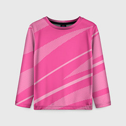 Лонгслив детский Розовый однотонный абстракция с полосой, цвет: 3D-принт