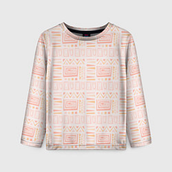 Лонгслив детский Узор в этническом стиле розово-бежевый, цвет: 3D-принт