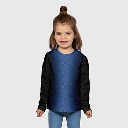 Лонгслив детский Чёрно-синий градиент по центру текстура, цвет: 3D-принт — фото 2