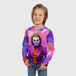 Лонгслив детский Джокер и фиолетовые краски, цвет: 3D-принт — фото 2
