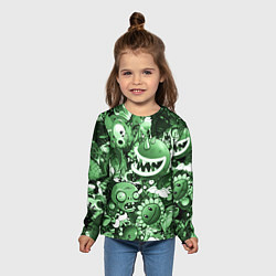 Лонгслив детский Растения против зомби в зеленом цвете, цвет: 3D-принт — фото 2
