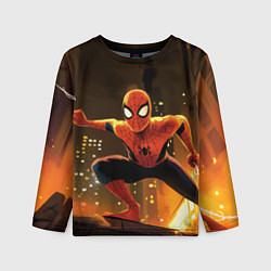 Лонгслив детский Человек-паук пускает паутину, цвет: 3D-принт