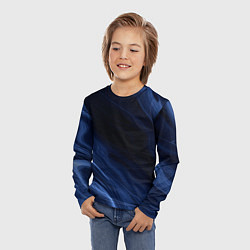 Лонгслив детский Тёмный синий абстракция дымчатый, цвет: 3D-принт — фото 2