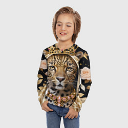 Лонгслив детский Леопард с короной, цвет: 3D-принт — фото 2
