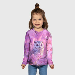 Лонгслив детский Сова в весенних цветах, цвет: 3D-принт — фото 2