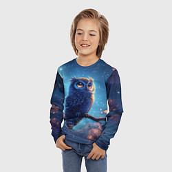 Лонгслив детский Сова на фоне ночного неба, цвет: 3D-принт — фото 2