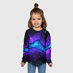 Лонгслив детский Синяя звездная полоса в плите текстура, цвет: 3D-принт — фото 2