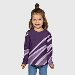 Лонгслив детский Фиолетовый абстрактный с полосой, цвет: 3D-принт — фото 2