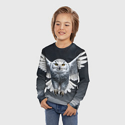 Лонгслив детский Белая сова в полете, цвет: 3D-принт — фото 2