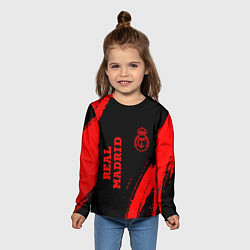 Лонгслив детский Real Madrid - red gradient вертикально, цвет: 3D-принт — фото 2