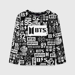 Лонгслив детский Bangtan Boys pattern black, цвет: 3D-принт