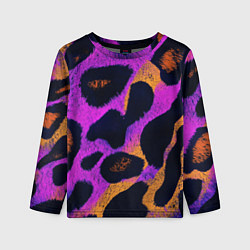 Лонгслив детский Неоновый леопардовый узор, цвет: 3D-принт
