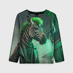 Лонгслив детский Cyperpunk zebra, цвет: 3D-принт
