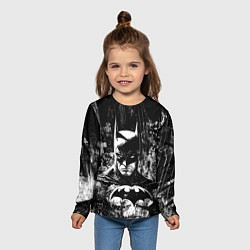 Лонгслив детский Бэтмен черно-белый стиль, цвет: 3D-принт — фото 2