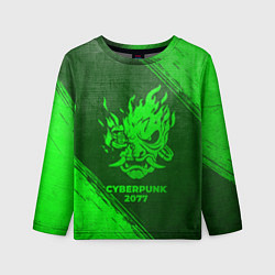 Лонгслив детский Cyberpunk 2077 - green gradient, цвет: 3D-принт