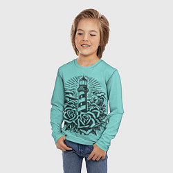 Лонгслив детский Маяк и розы, цвет: 3D-принт — фото 2