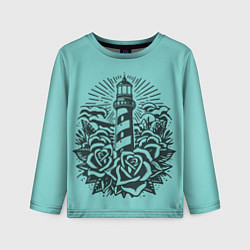 Лонгслив детский Маяк и розы, цвет: 3D-принт